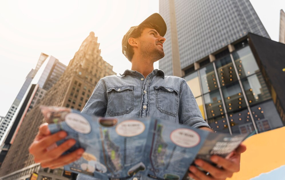 Man Reading map