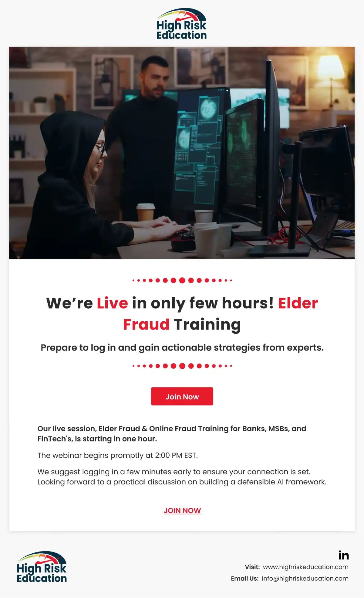 High Risk Education Live Reminder Email Template Design High Risk Education Live Reminder Email Template Design