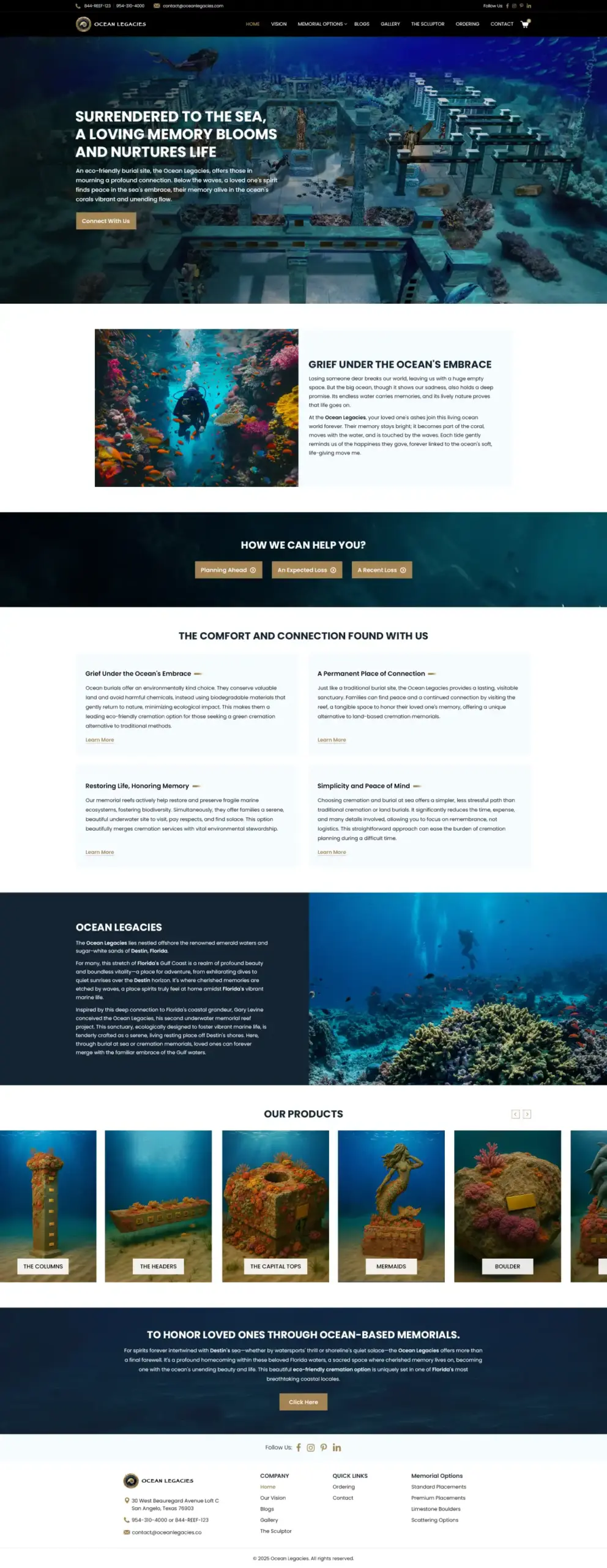 Ocean Legacies Eco-Friendly Ocean Burial Memorial Website Design – Destin Florida Ocean Legacies Eco-Friendly Ocean Burial Memorial Website Design – Destin Florida