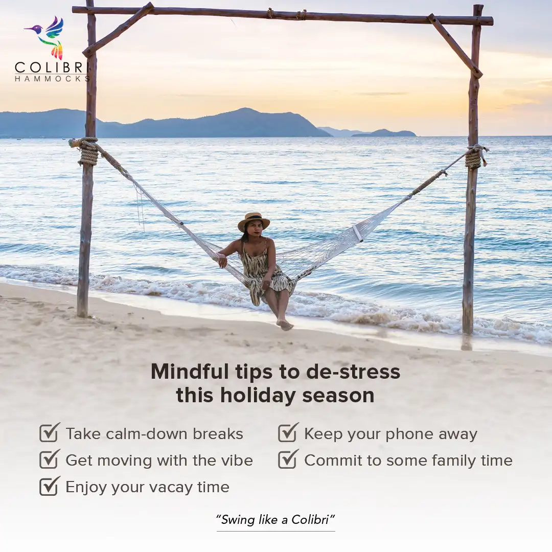 Colibri Hammocks Holiday Season Social Media Post Colibri Hammocks Mindful Tips to De-Stress This Holiday Season Social Media Post Design