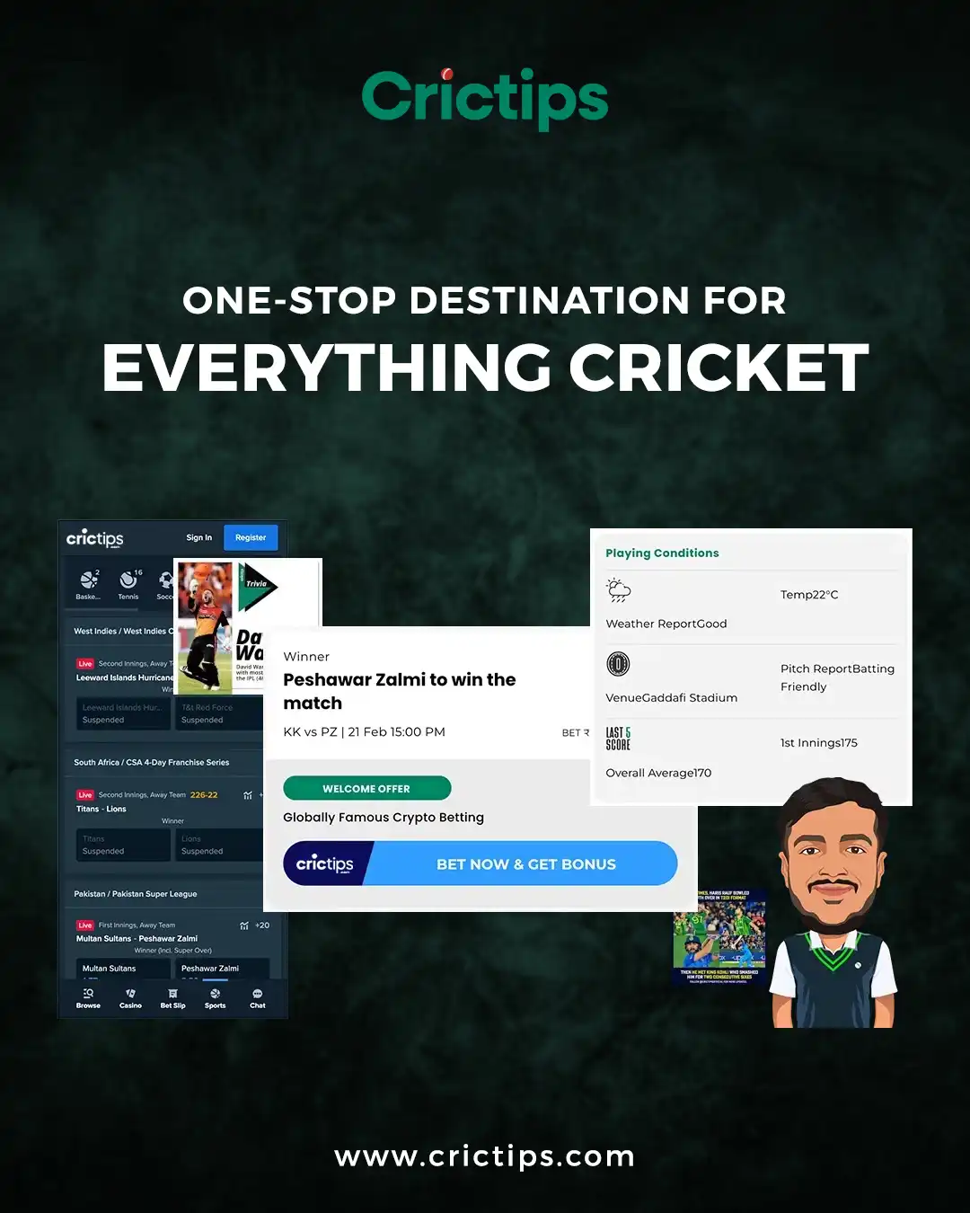 Crictips Cricket Platform Social Media Post Crictips One-Stop Destination for Everything Cricket Social Media Post Design