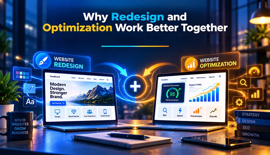 Why Redesign and Optimization Work Better Together